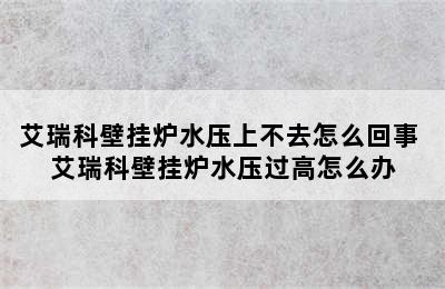 艾瑞科壁挂炉水压上不去怎么回事 艾瑞科壁挂炉水压过高怎么办